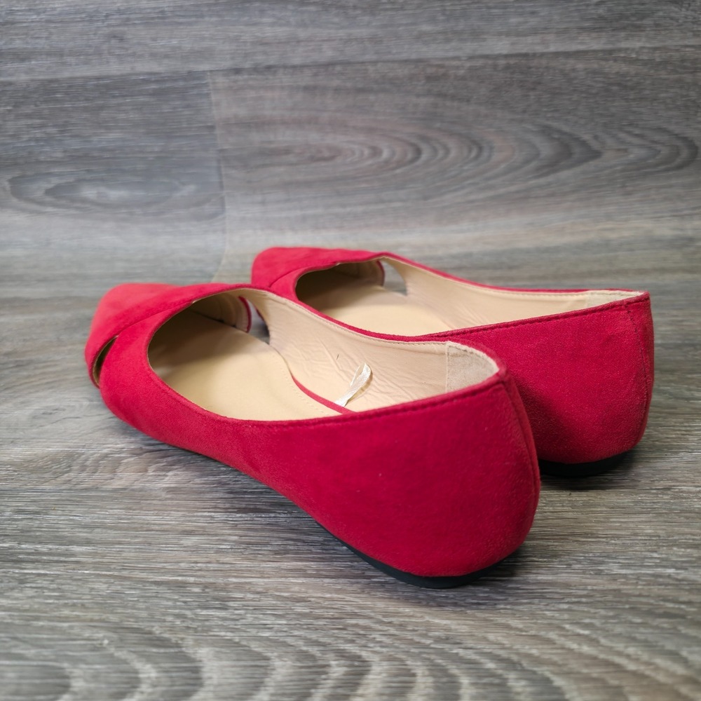 Charles Albert Flats Women 8 Red Pointed Toe Faux Suede Classic Ballet Timeless - Picture 5 of 12